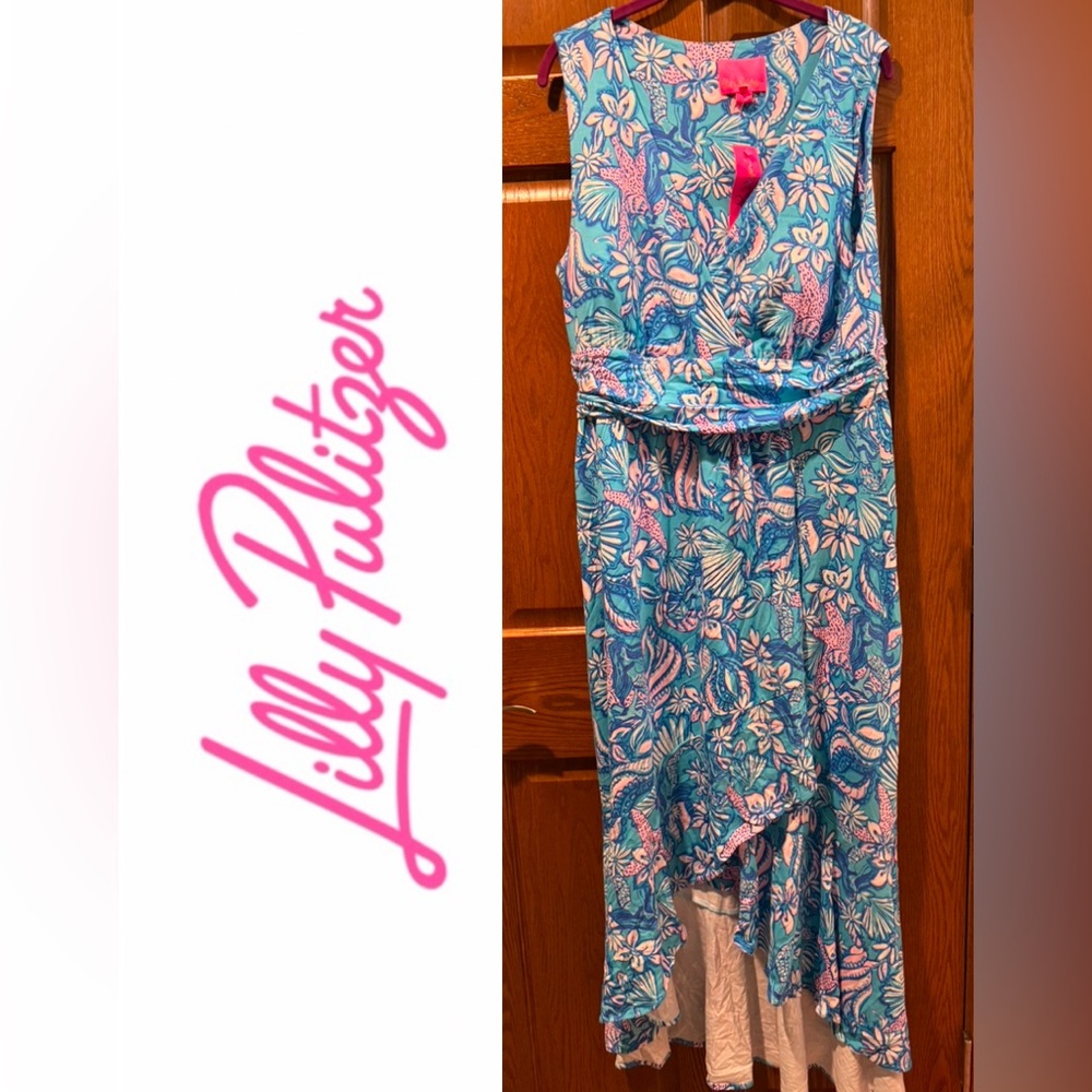 🌸NWT Lilly Pulitzer XL Moana Wrap Maxi Dress in Sound the Sirens